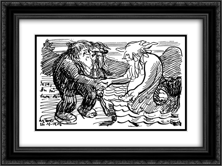 Ja Ja Du Faar Leva Da 24x18 Black Ornate Wood Framed Art Print Poster with Double Matting by Kittelsen, Theodor Severin