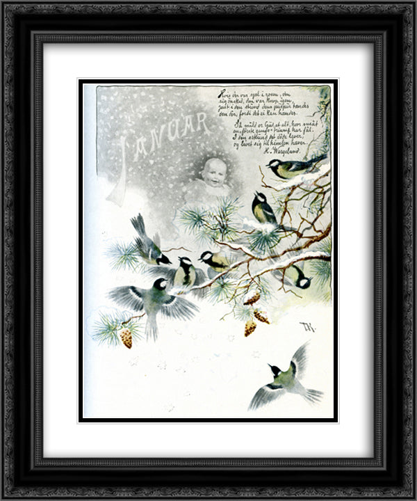 January 20x24 Black Ornate Wood Framed Art Print Poster with Double Matting by Kittelsen, Theodor Severin