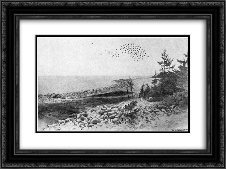 Jomfruland 24x18 Black Ornate Wood Framed Art Print Poster with Double Matting by Kittelsen, Theodor Severin