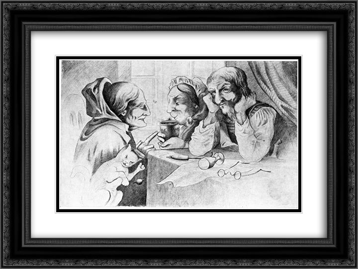 Kaffesladder 24x18 Black Ornate Wood Framed Art Print Poster with Double Matting by Kittelsen, Theodor Severin