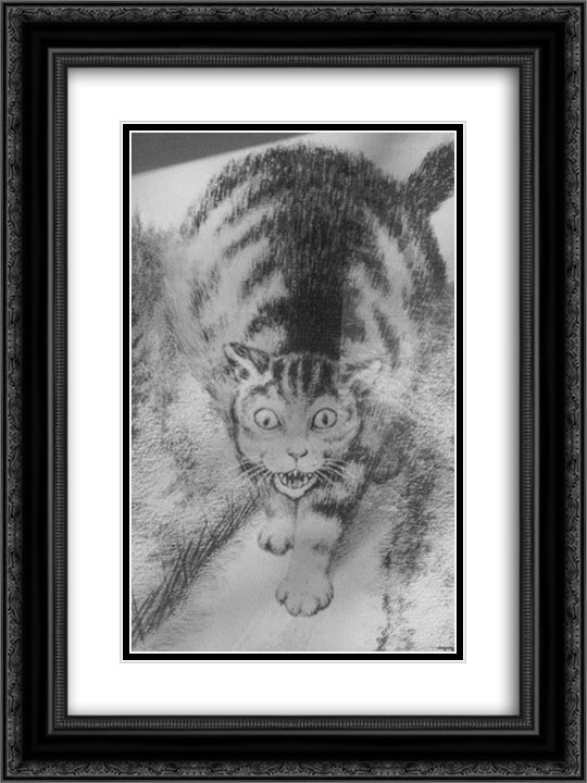 Katt 18x24 Black Ornate Wood Framed Art Print Poster with Double Matting by Kittelsen, Theodor Severin