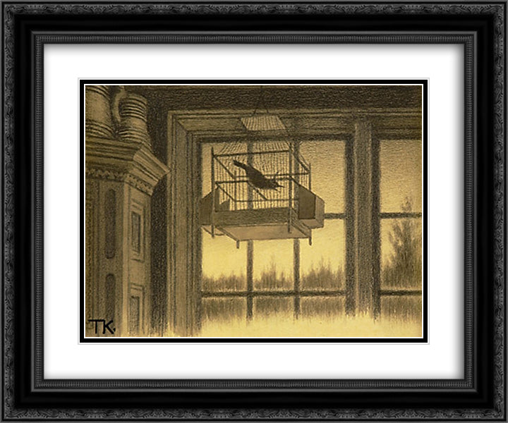 Kjaeresten I Skoven 24x20 Black Ornate Wood Framed Art Print Poster with Double Matting by Kittelsen, Theodor Severin