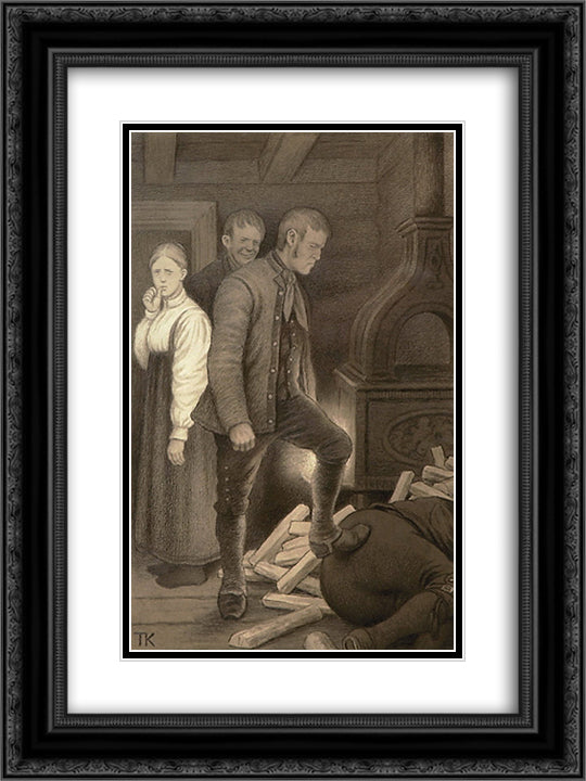 Klokkeren I Bygden Vor 18x24 Black Ornate Wood Framed Art Print Poster with Double Matting by Kittelsen, Theodor Severin