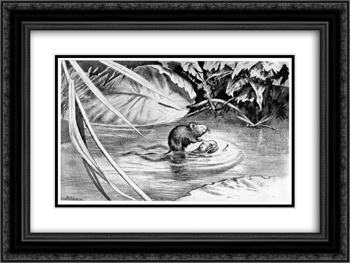 Krigen Mellom Froskene Og Musene 04 24x18 Black Ornate Wood Framed Art Print Poster with Double Matting by Kittelsen, Theodor Severin