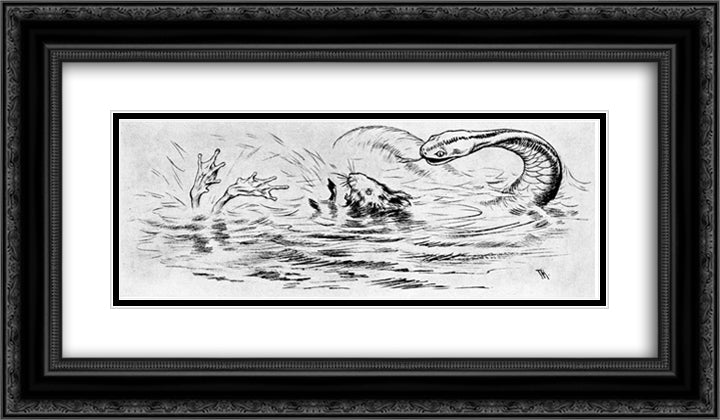 Krigen Mellom Froskene Og Musene 05 24x14 Black Ornate Wood Framed Art Print Poster with Double Matting by Kittelsen, Theodor Severin