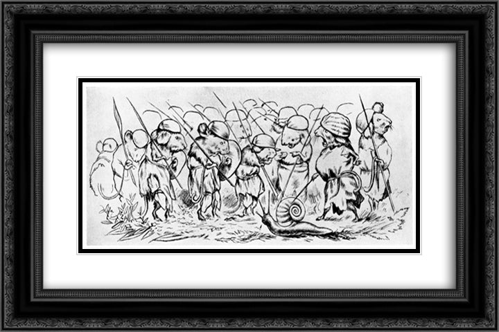 Krigen Mellom Froskene Og Musene 06 24x16 Black Ornate Wood Framed Art Print Poster with Double Matting by Kittelsen, Theodor Severin