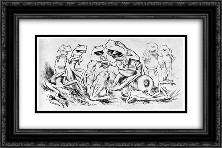 Krigen Mellom Froskene Og Musene 08 24x16 Black Ornate Wood Framed Art Print Poster with Double Matting by Kittelsen, Theodor Severin