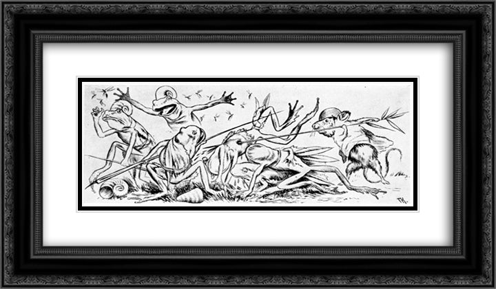 Krigen Mellom Froskene Og Musene 09 24x14 Black Ornate Wood Framed Art Print Poster with Double Matting by Kittelsen, Theodor Severin