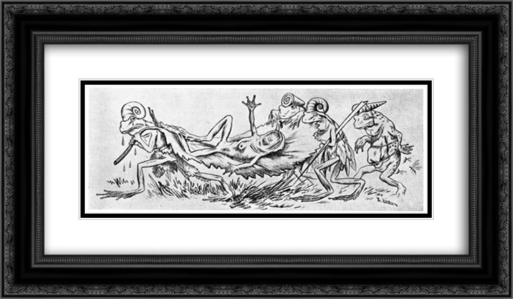 Krigen Mellom Froskene Og Musene 11 24x14 Black Ornate Wood Framed Art Print Poster with Double Matting by Kittelsen, Theodor Severin