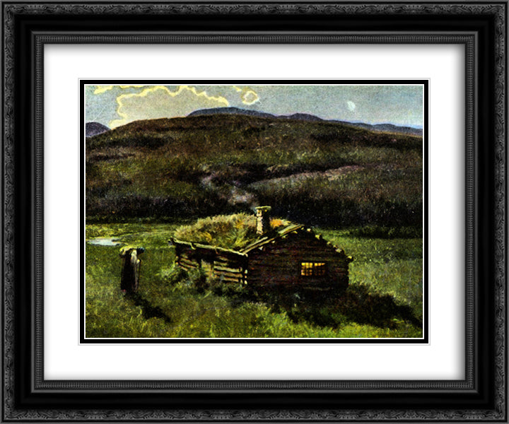 Langebrata 24x20 Black Ornate Wood Framed Art Print Poster with Double Matting by Kittelsen, Theodor Severin