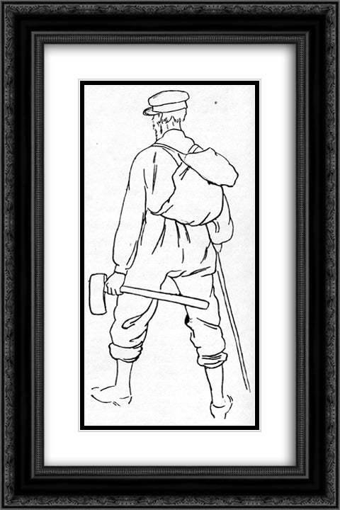 Lars lia 16x24 Black Ornate Wood Framed Art Print Poster with Double Matting by Kittelsen, Theodor Severin