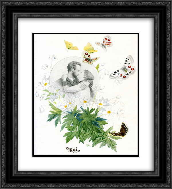 May 20x22 Black Ornate Wood Framed Art Print Poster with Double Matting by Kittelsen, Theodor Severin