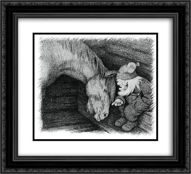 Nissen 22x20 Black Ornate Wood Framed Art Print Poster with Double Matting by Kittelsen, Theodor Severin