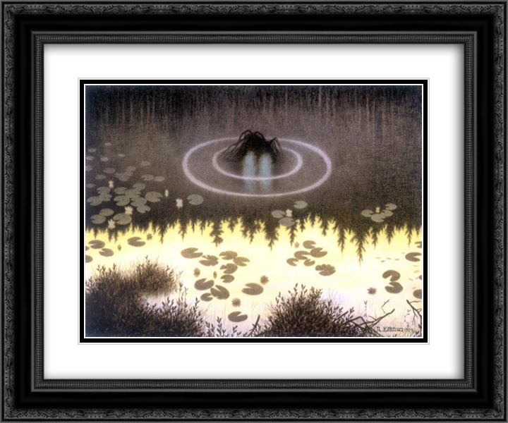 Noekken 24x20 Black Ornate Wood Framed Art Print Poster with Double Matting by Kittelsen, Theodor Severin
