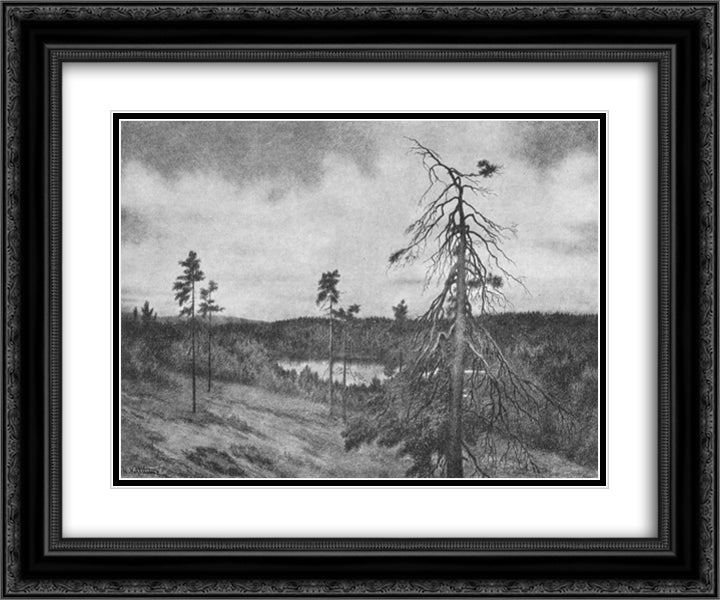 Oppe Paa Flya 24x20 Black Ornate Wood Framed Art Print Poster with Double Matting by Kittelsen, Theodor Severin