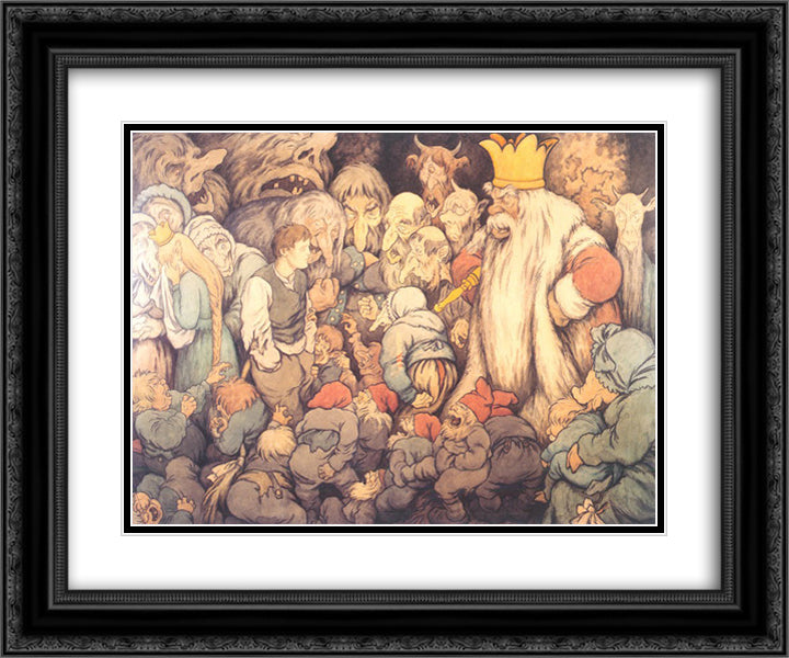 Peer Gynt In the Hall of the Mountain King 24x20 Black Ornate Wood Framed Art Print Poster with Double Matting by Kittelsen, Theodor Severin