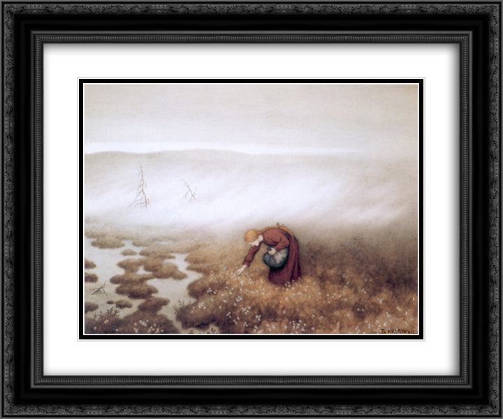 Prinsessen Som Sanker Myrull 24x20 Black Ornate Wood Framed Art Print Poster with Double Matting by Kittelsen, Theodor Severin