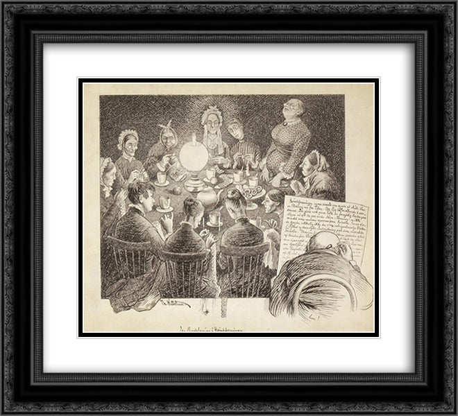 Raadslagning I Kvinneforeningen 22x20 Black Ornate Wood Framed Art Print Poster with Double Matting by Kittelsen, Theodor Severin
