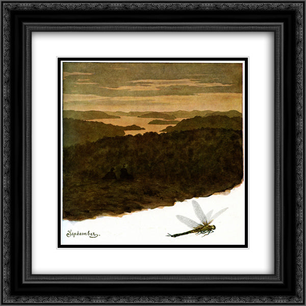 September 20x20 Black Ornate Wood Framed Art Print Poster with Double Matting by Kittelsen, Theodor Severin