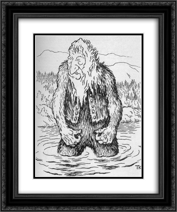 Silver Duck 20x24 Black Ornate Wood Framed Art Print Poster with Double Matting by Kittelsen, Theodor Severin