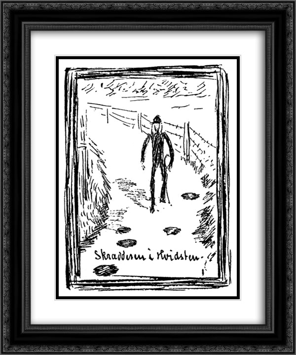 Skraedderen I Hvidsten 20x24 Black Ornate Wood Framed Art Print Poster with Double Matting by Kittelsen, Theodor Severin