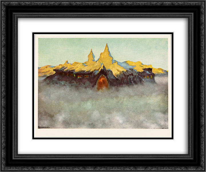 Soria Moria Castle 24x20 Black Ornate Wood Framed Art Print Poster with Double Matting by Kittelsen, Theodor Severin