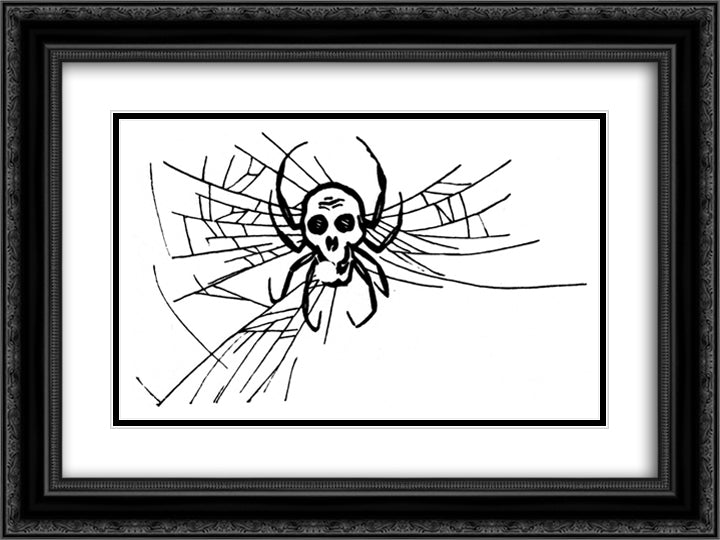 Spider 24x18 Black Ornate Wood Framed Art Print Poster with Double Matting by Kittelsen, Theodor Severin