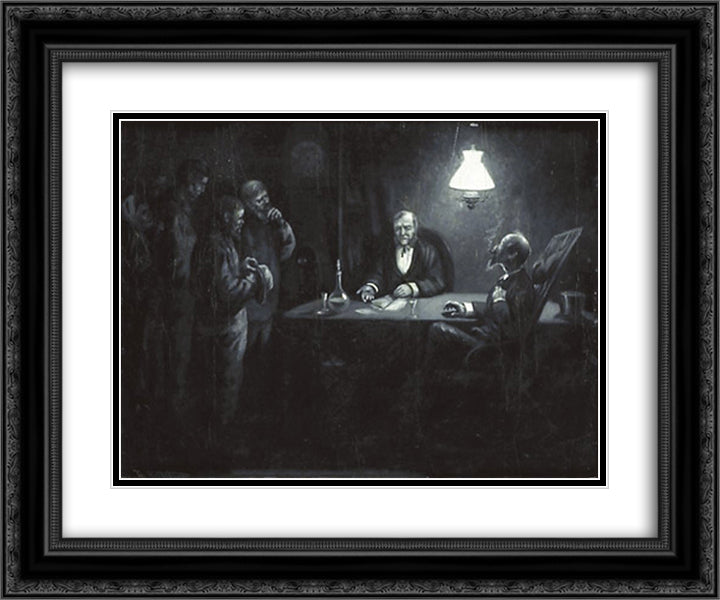 Streik 24x20 Black Ornate Wood Framed Art Print Poster with Double Matting by Kittelsen, Theodor Severin
