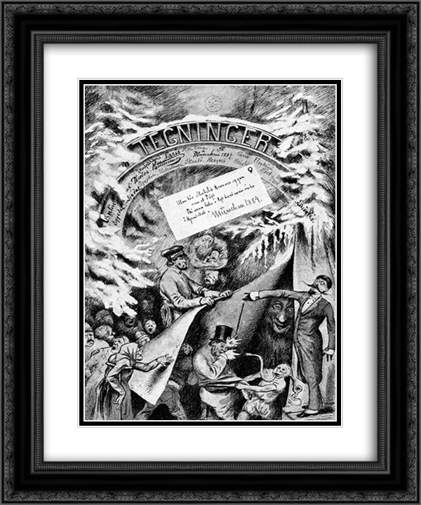 Teppet Gaar Op 20x24 Black Ornate Wood Framed Art Print Poster with Double Matting by Kittelsen, Theodor Severin