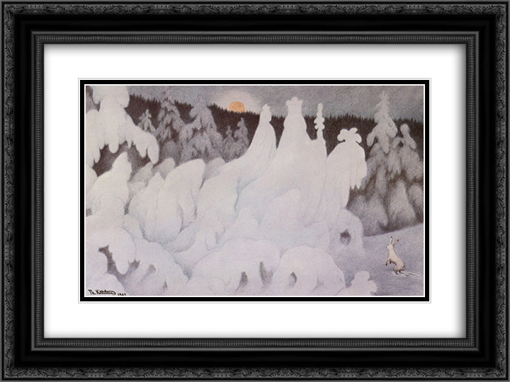 The Forest Court 24x18 Black Ornate Wood Framed Art Print Poster with Double Matting by Kittelsen, Theodor Severin
