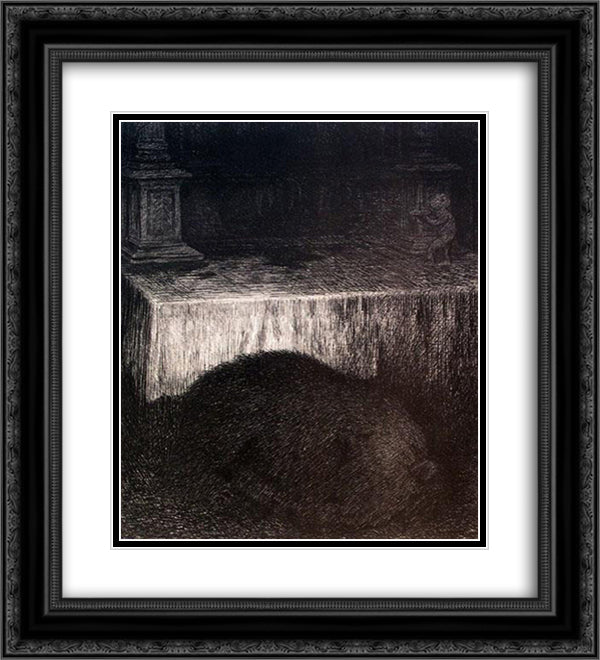 The old Church 20x22 Black Ornate Wood Framed Art Print Poster with Double Matting by Kittelsen, Theodor Severin