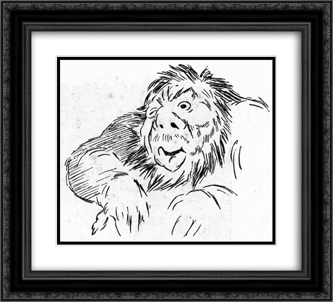 Trollstudie 22x20 Black Ornate Wood Framed Art Print Poster with Double Matting by Kittelsen, Theodor Severin