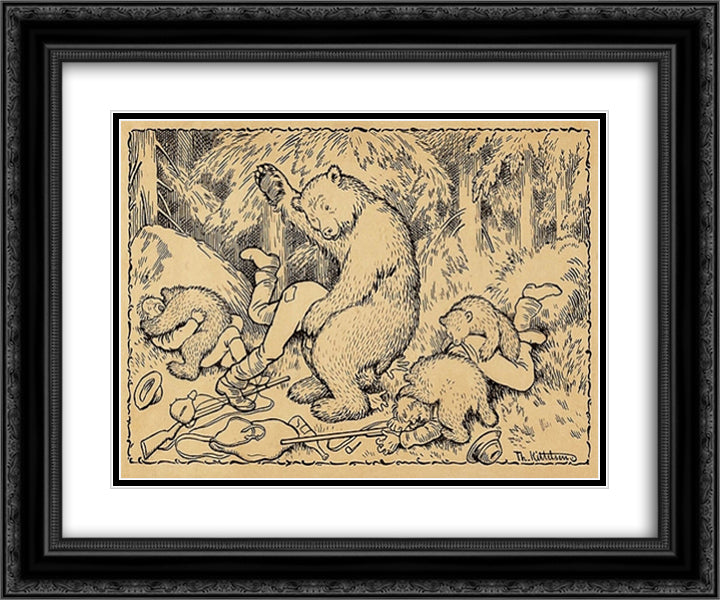 Uheldig Boernejakt En 24x20 Black Ornate Wood Framed Art Print Poster with Double Matting by Kittelsen, Theodor Severin