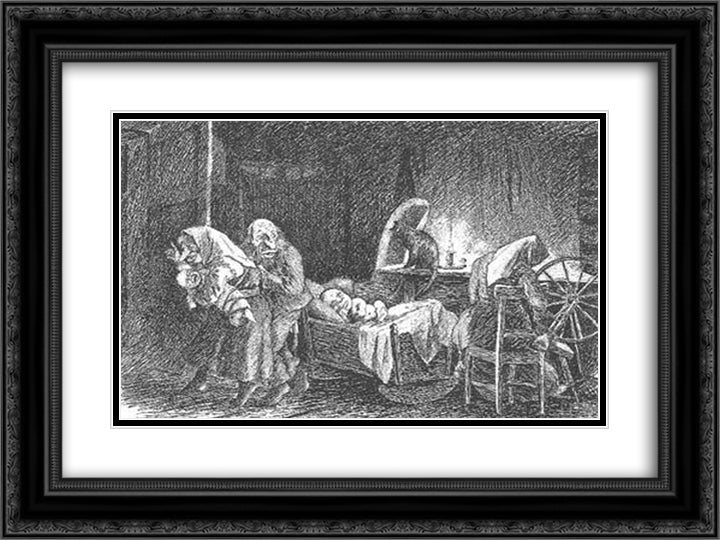Underjordiske 24x18 Black Ornate Wood Framed Art Print Poster with Double Matting by Kittelsen, Theodor Severin