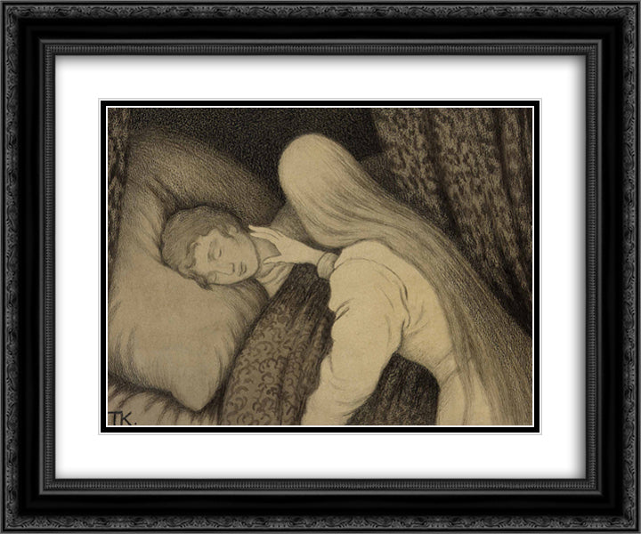 White Bear King Valemon 24x20 Black Ornate Wood Framed Art Print Poster with Double Matting by Kittelsen, Theodor Severin