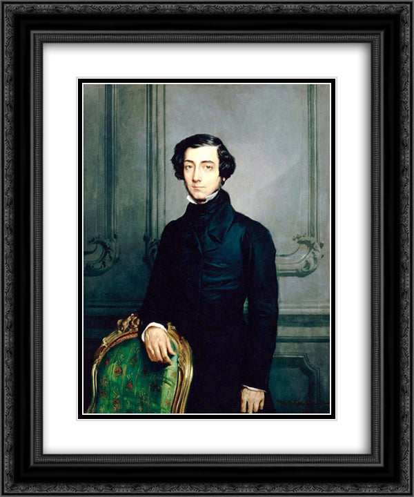 Alexis de Tocqueville 20x24 Black Ornate Wood Framed Art Print Poster with Double Matting by Chasseriau, Theodore
