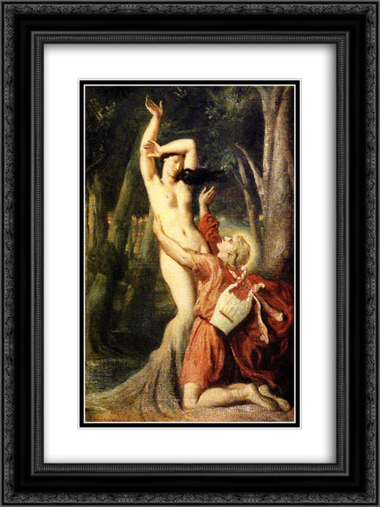 Apollo and Daphne 18x24 Black Ornate Wood Framed Art Print Poster with Double Matting by Chasseriau, Theodore