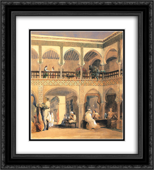 Bazaar in Orleans 20x22 Black Ornate Wood Framed Art Print Poster with Double Matting by Chasseriau, Theodore