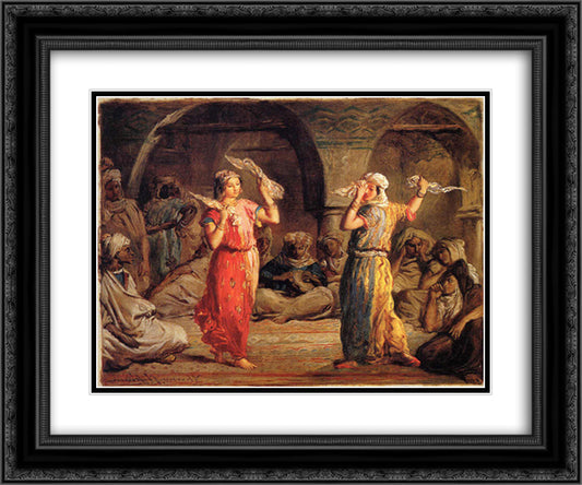 Danseuses mauresques 24x20 Black Ornate Wood Framed Art Print Poster with Double Matting by Chasseriau, Theodore