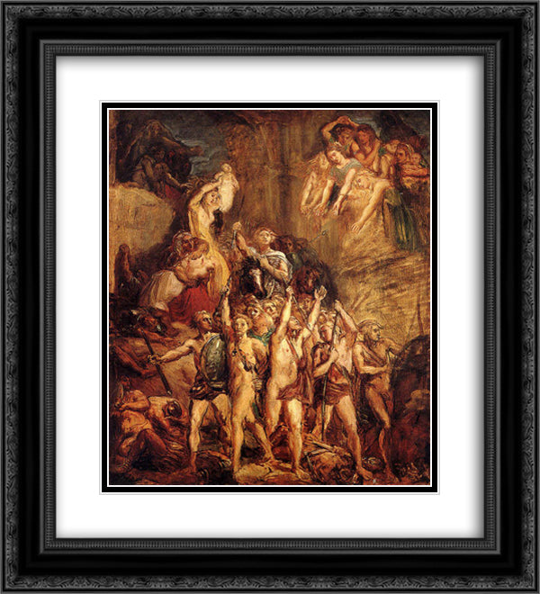 La defense des Gaules 20x22 Black Ornate Wood Framed Art Print Poster with Double Matting by Chasseriau, Theodore