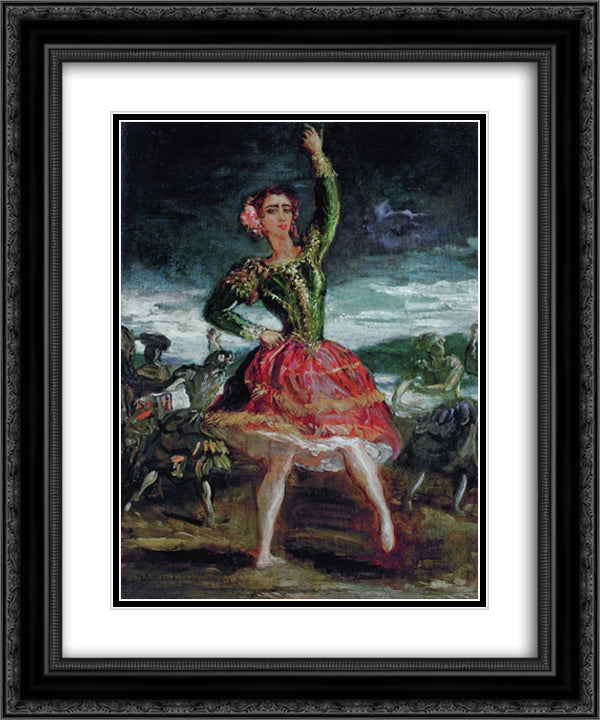 La Petra Camara 20x24 Black Ornate Wood Framed Art Print Poster with Double Matting by Chasseriau, Theodore