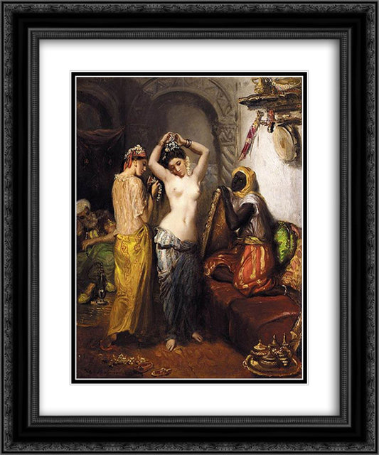 Le Harem 20x24 Black Ornate Wood Framed Art Print Poster with Double Matting by Chasseriau, Theodore