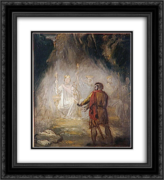 Macbeth, the apparition of the kings 20x22 Black Ornate Wood Framed Art Print Poster with Double Matting by Chasseriau, Theodore