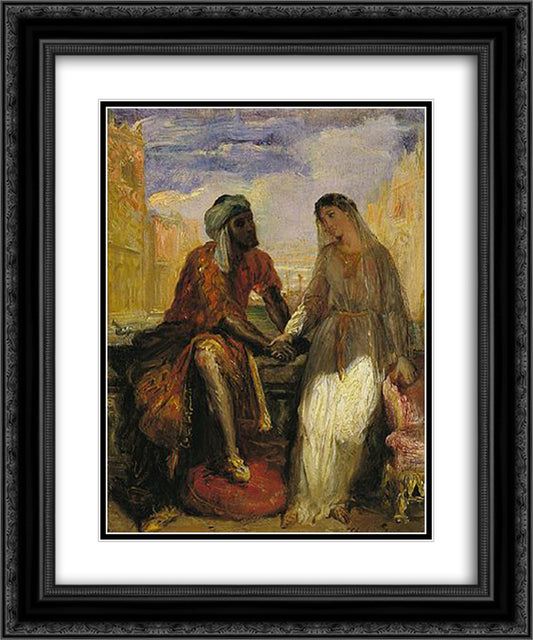 Othello and Desdemona in Venice 20x24 Black Ornate Wood Framed Art Print Poster with Double Matting by Chasseriau, Theodore