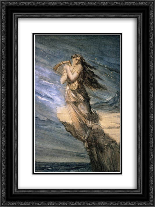 Sappho Leaping into the Sea from the Leucadian Promontory 18x24 Black Ornate Wood Framed Art Print Poster with Double Matting by Chasseriau, Theodore