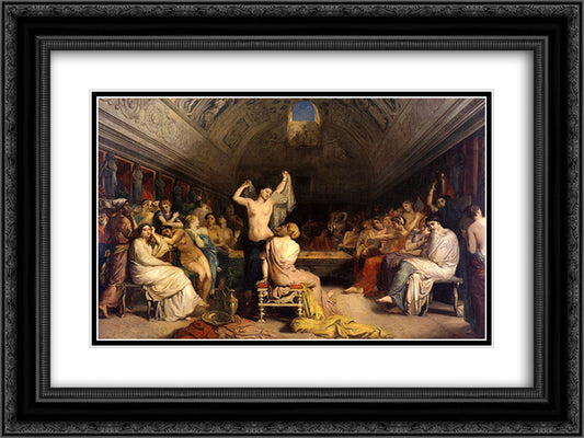 The Tepidarium 24x18 Black Ornate Wood Framed Art Print Poster with Double Matting by Chasseriau, Theodore