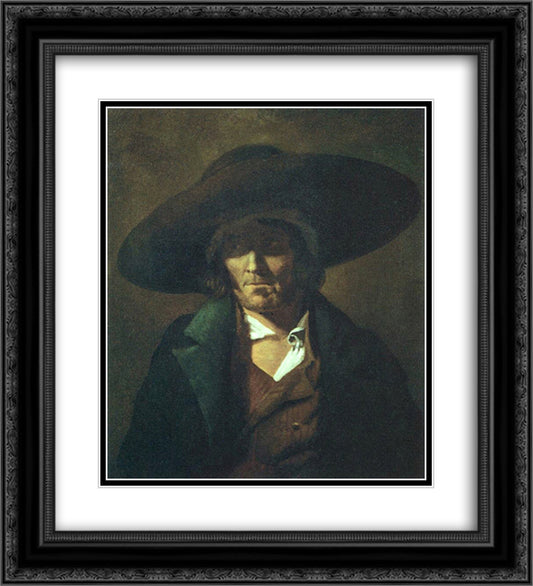 A man 20x22 Black Ornate Wood Framed Art Print Poster with Double Matting by Gericault, Theodore