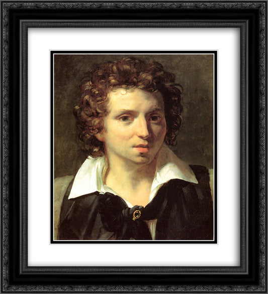 A Portrait Of A Young Man 20x22 Black Ornate Wood Framed Art Print Poster with Double Matting by Gericault, Theodore