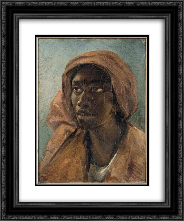 A Young Negro Woman 20x24 Black Ornate Wood Framed Art Print Poster with Double Matting by Gericault, Theodore