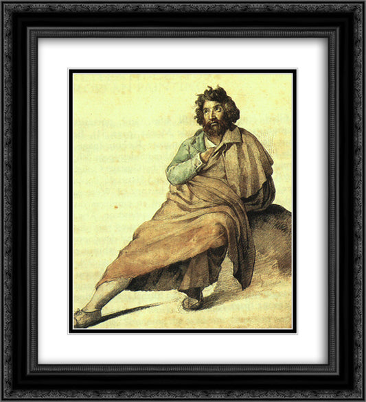 An Italian montagnard 20x22 Black Ornate Wood Framed Art Print Poster with Double Matting by Gericault, Theodore